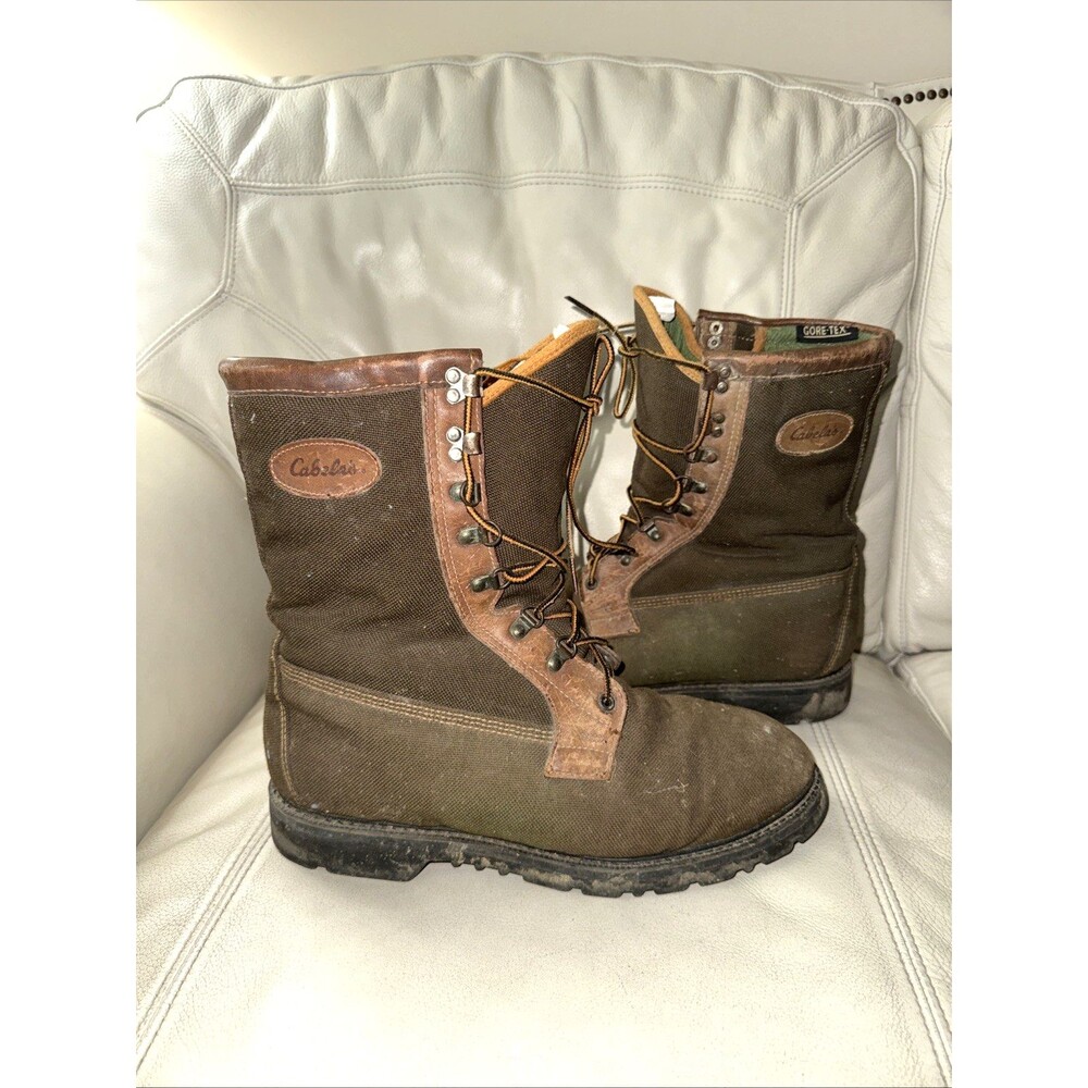 Cabelas Gore-Tex Thinsulate Boots Mens 11D Canvas Leather Hiking Hunting Brown